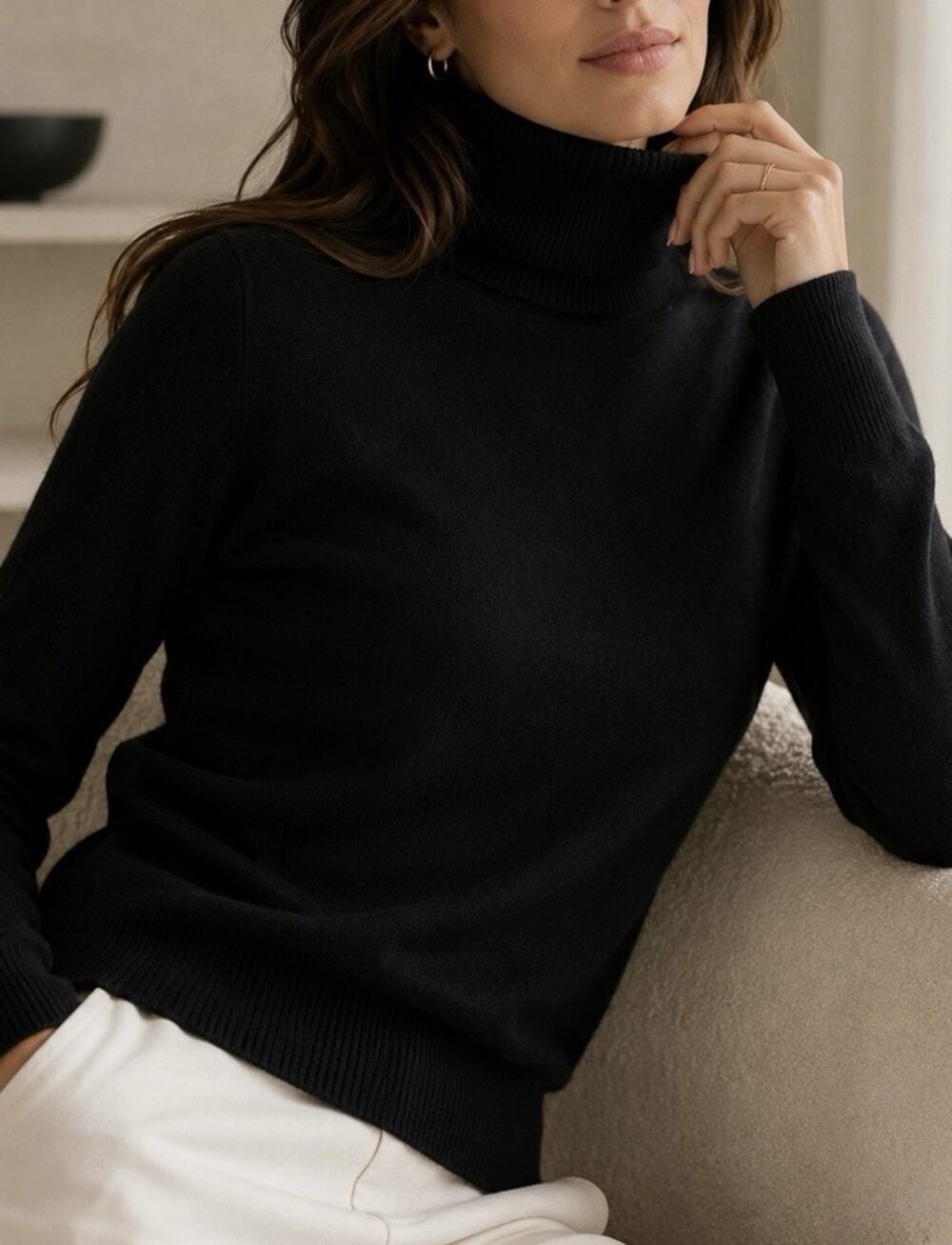 Quince Women 100 % Cashmere Turtleneck Sweater Black XL Quiet Luxury Capsule